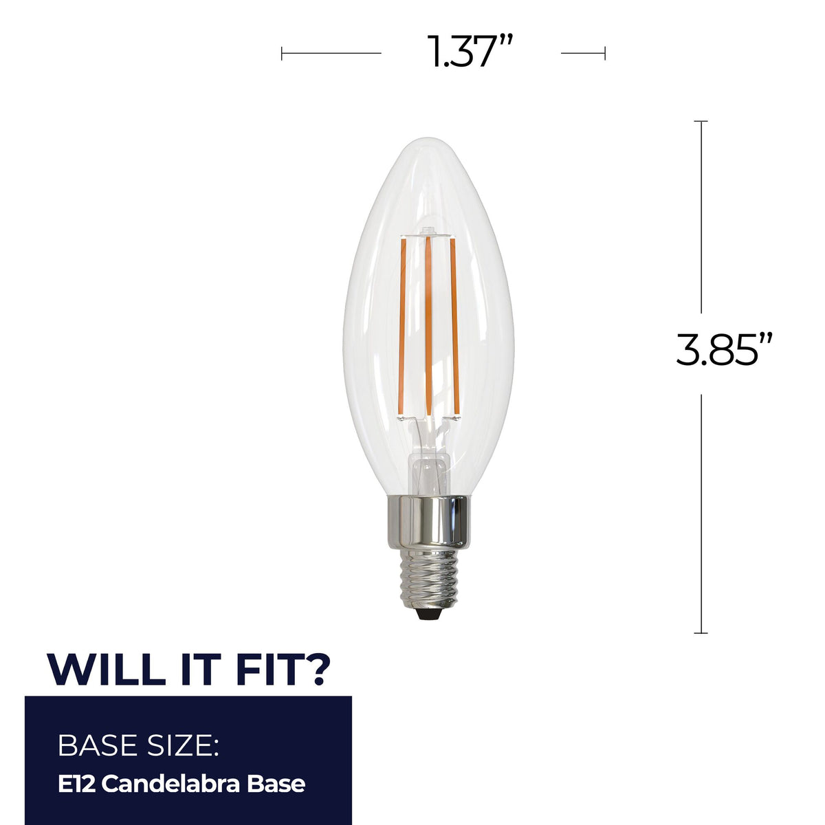 Bulbrite 776966 6.5W B11 Cool White LED Light Bulb