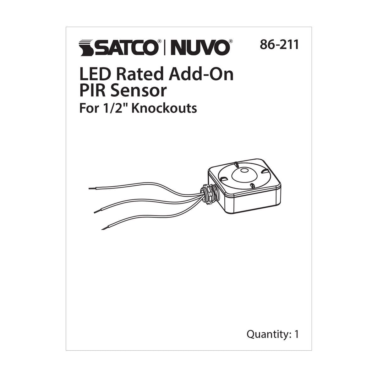 Nuvo 86-211 Add On PIR Sensor, White Finish, 120-277 Volt