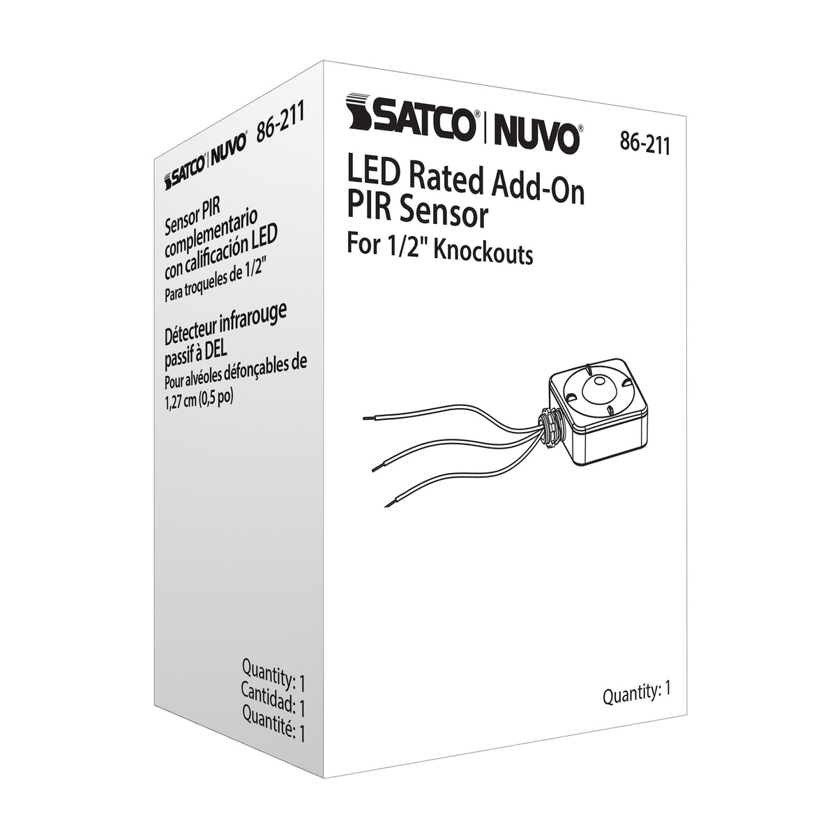 Nuvo 86-211 Add On PIR Sensor, White Finish, 120-277 Volt