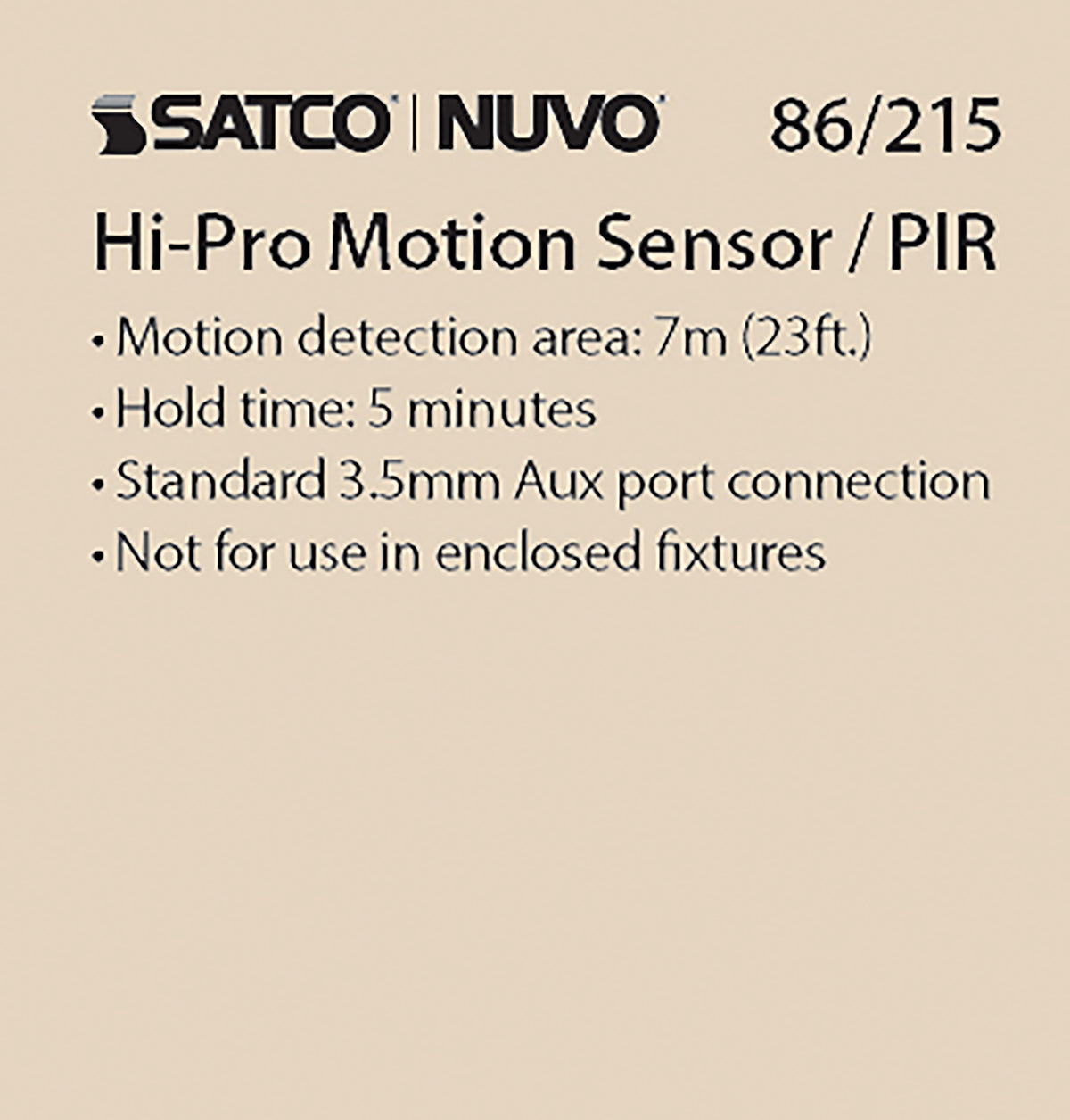 Nuvo 86-215 LED PIR Sensor for use with Utility/Multi Beam Fixtures, White Finish