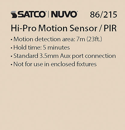 Nuvo 86-215 LED PIR Sensor for use with Utility/Multi Beam Fixtures, White Finish