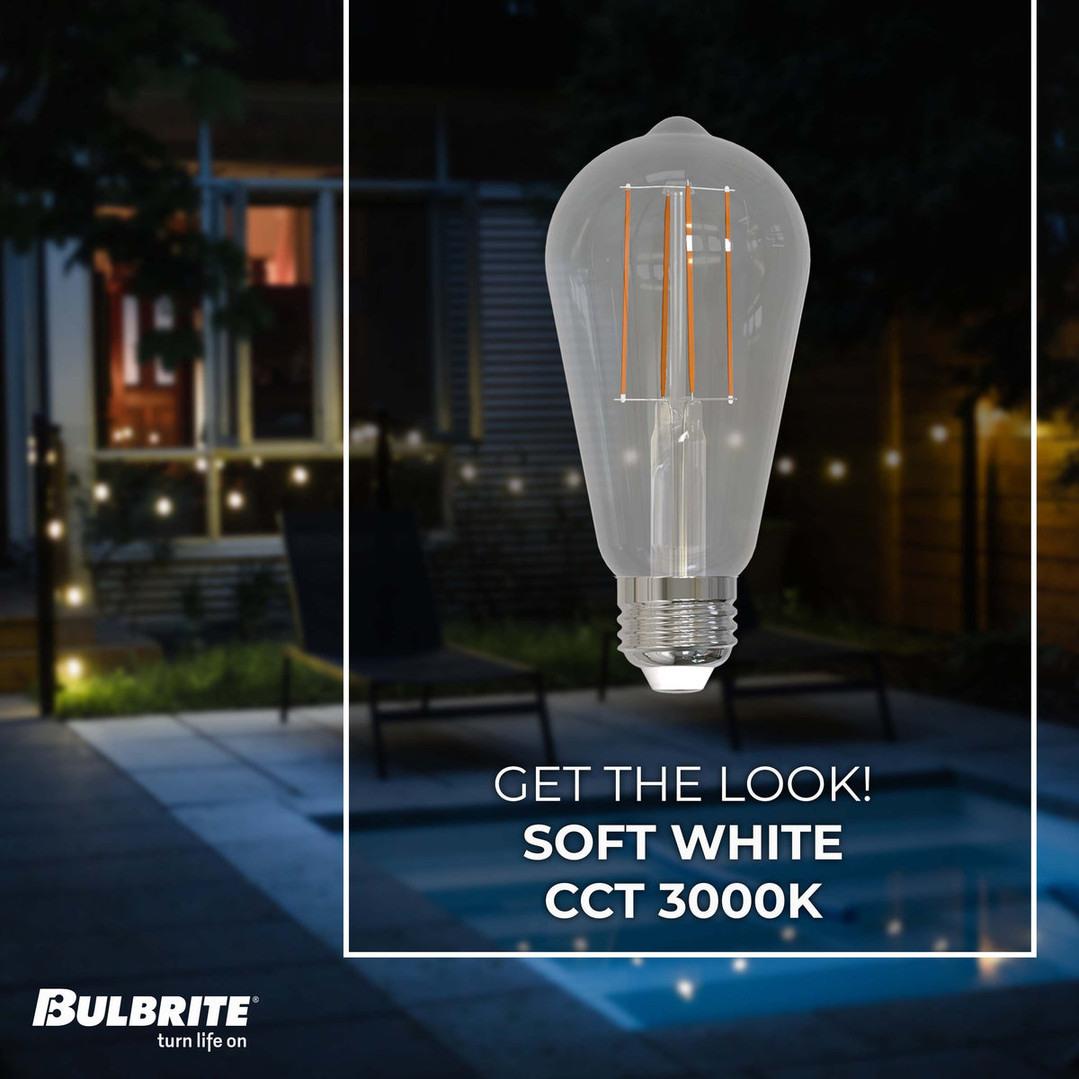 Bulbrite 776224 LED Filament 7.6 Watt Dimmable ST18 Light Bulb with Clear Finish and Medium Screw 3000K E26 Base - 3000K (Soft White Light) 800 lumens