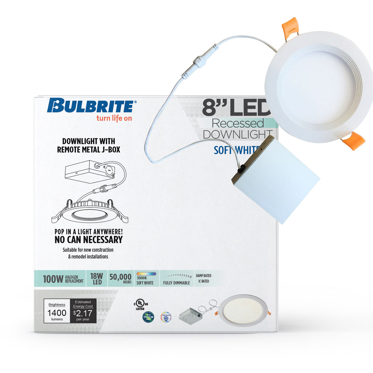 Bulbrite 773270 18W 8" JBOX DWNLGT Warm White LED Fixture