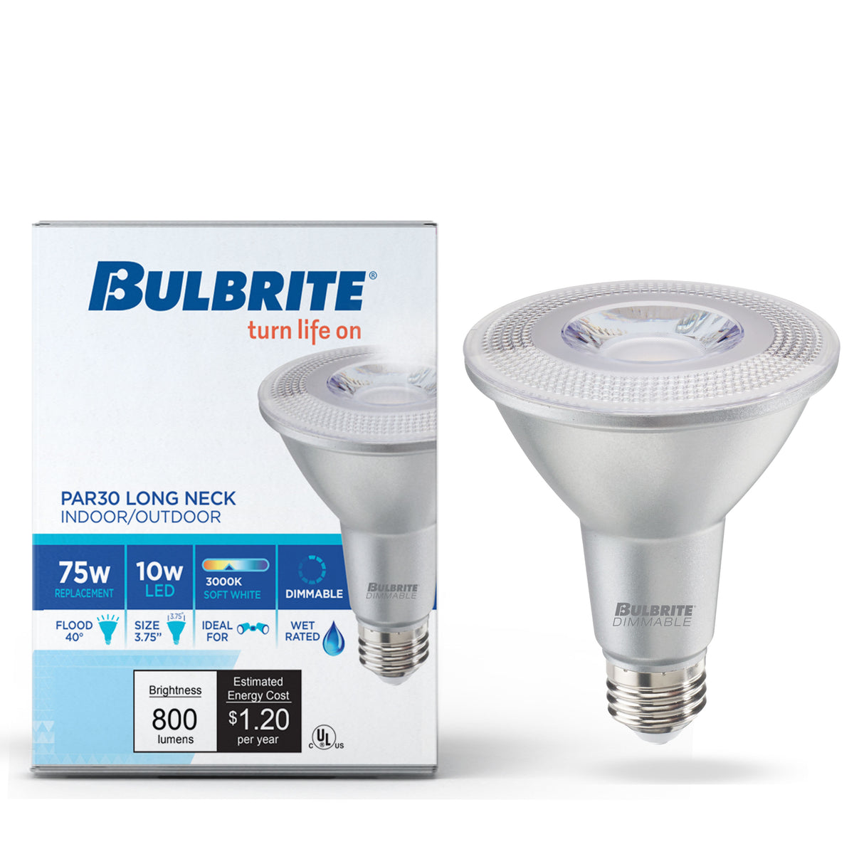 Bulbrite 772775 10W PAR30LN Warm White LED Light Bulb