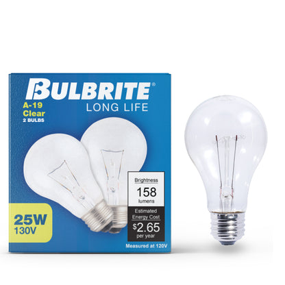 Bulbrite 101025 25W A19 Warm White Incandescent Light Bulb