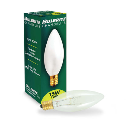 Bulbrite 490115 Bulbrite Incandescent 15 Watt B8 Light Bulbs with a Clear Finish and Candelabra Screw (E12) Base, 2700K (Warm White Light)
