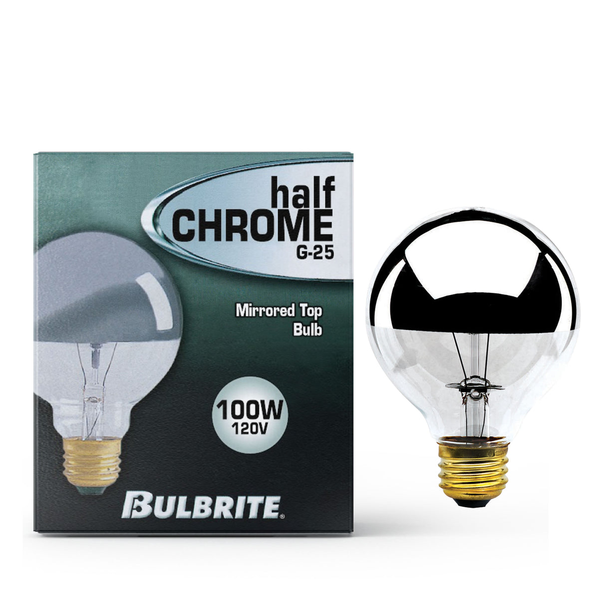 Bulbrite 712331 Bulbrite Incandescent 100 Watt G25 Light Bulbs with a Half Chrome Finish and Medium Screw (E26) Base, 2700K (Warm White Light)