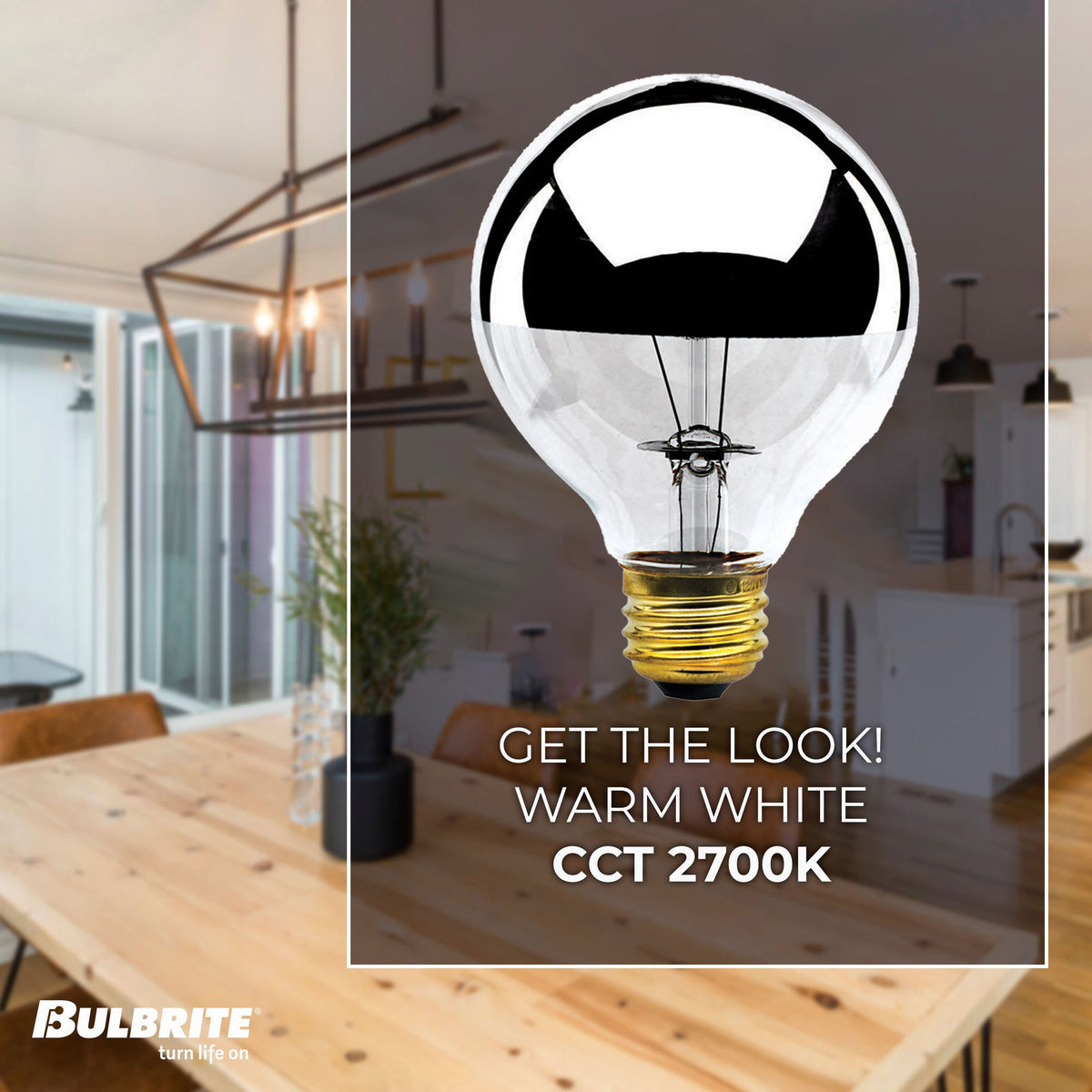 Bulbrite 712331 Bulbrite Incandescent 100 Watt G25 Light Bulbs with a Half Chrome Finish and Medium Screw (E26) Base, 2700K (Warm White Light)