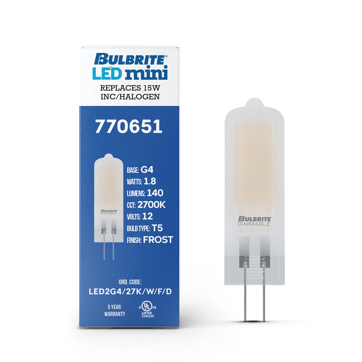 Bulbrite 770651 1.8W T5 Warm White LED Light Bulb