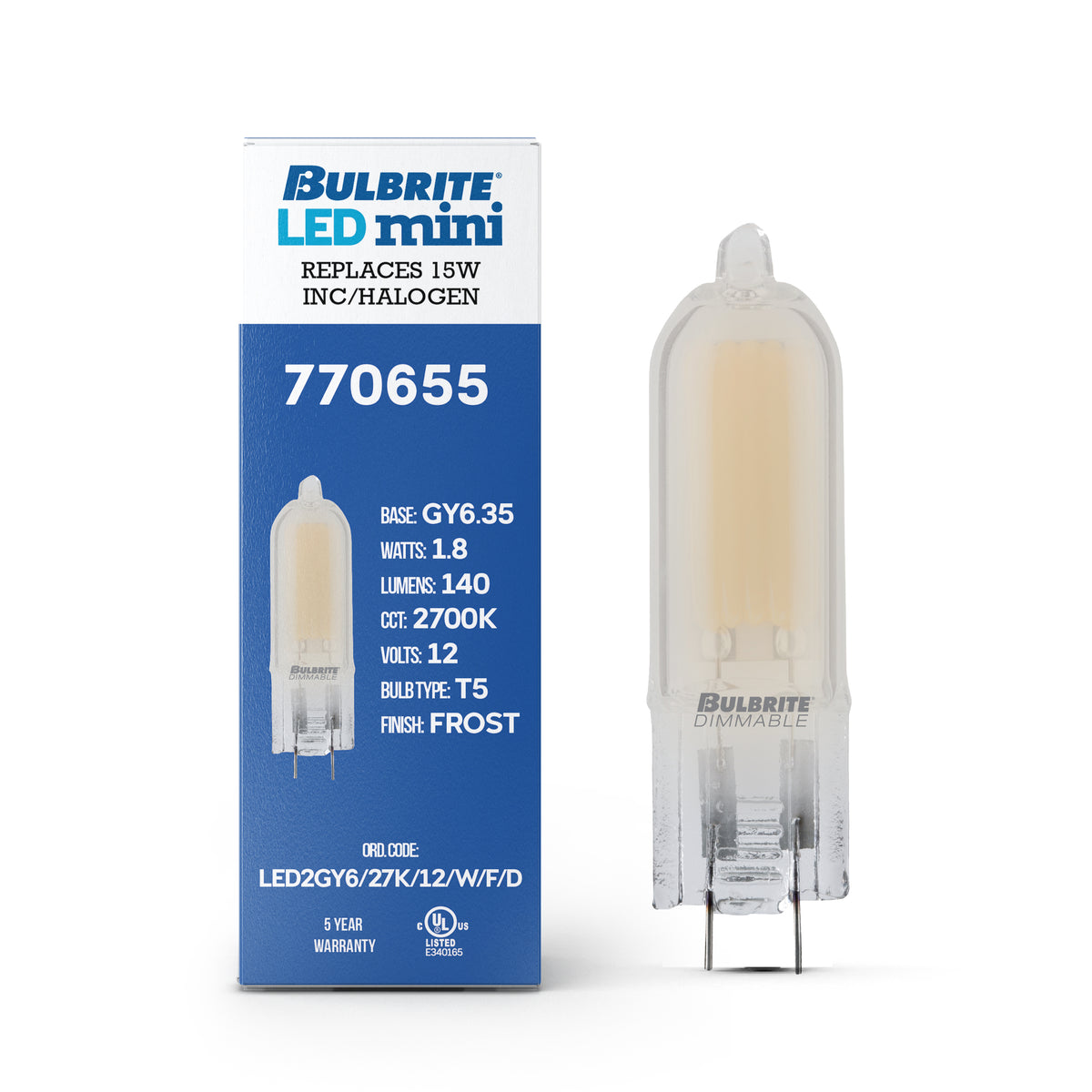 Bulbrite 770655 1.8W T5 Warm White LED Light Bulb