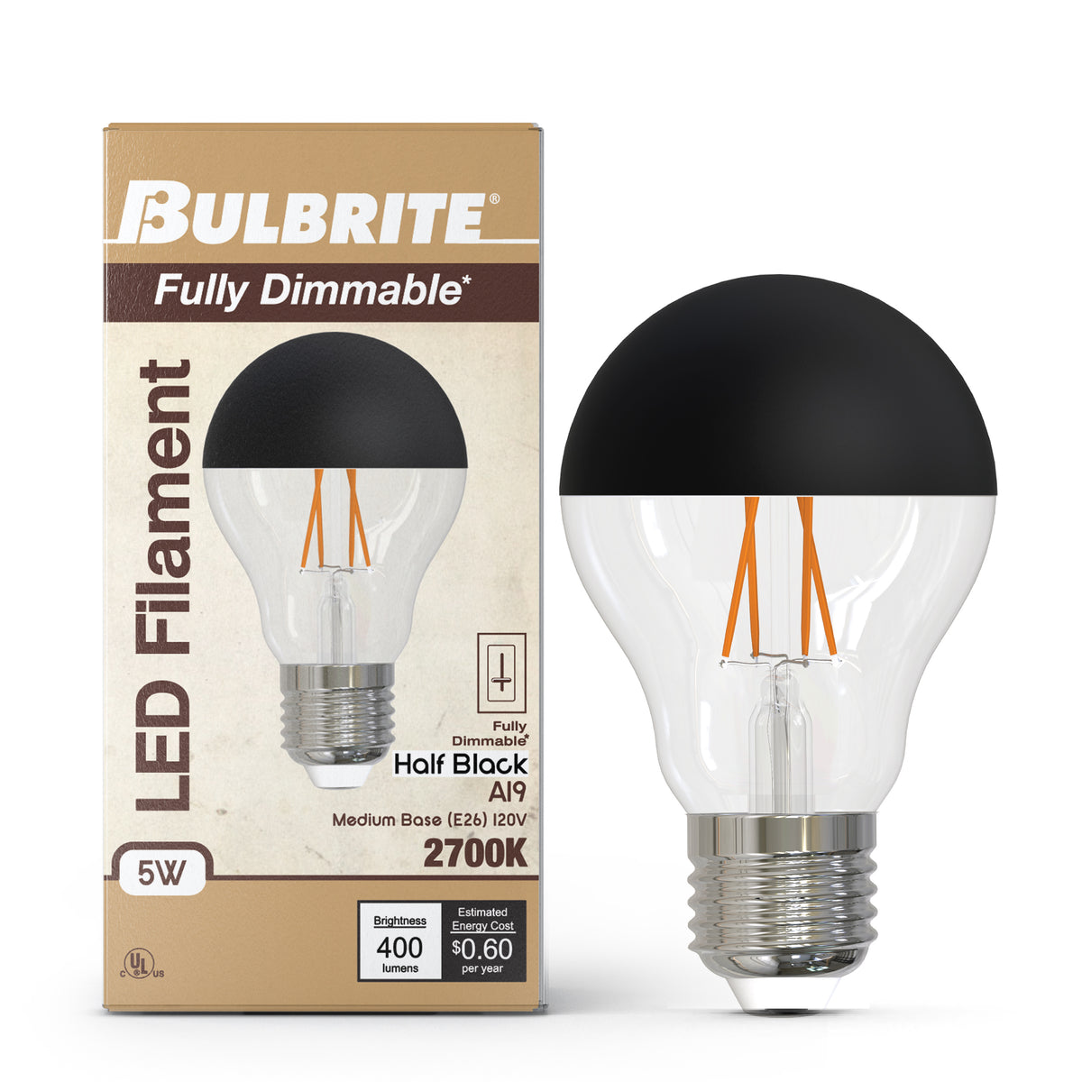 Bulbrite 776833 5W A19 Warm White LED Light Bulb