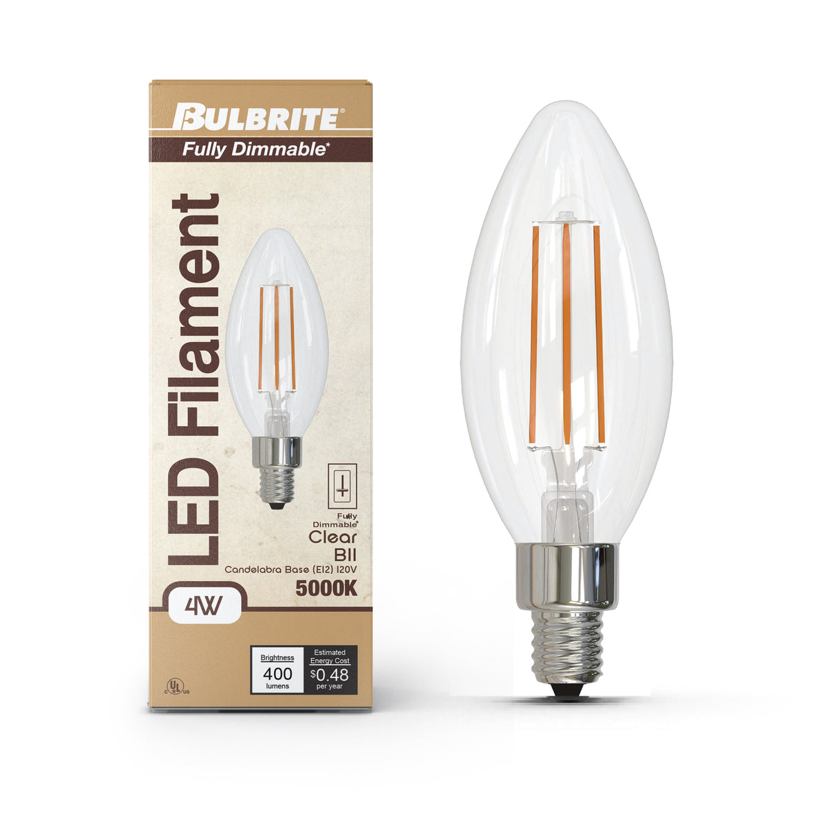 Bulbrite 776962 4W B11 Cool White LED Light Bulb