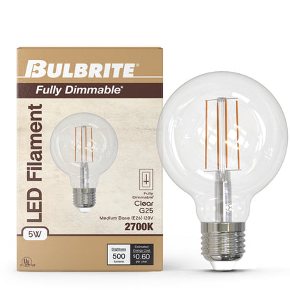 Bulbrite 776973 5W G25 Warm White LED Light Bulb