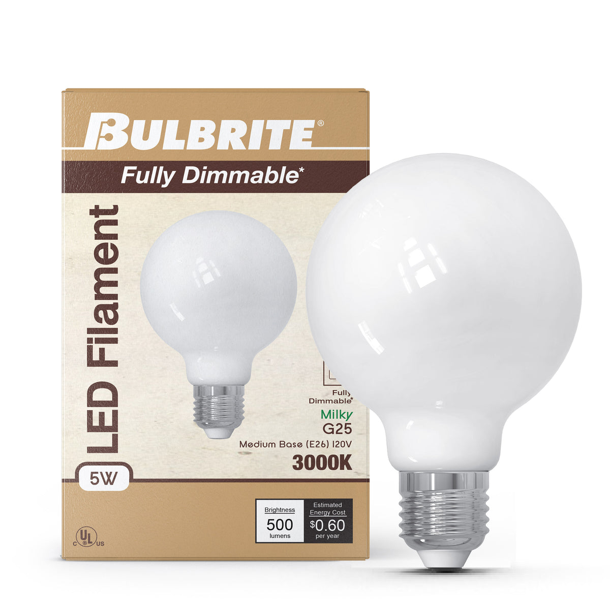 Bulbrite 776976 5W G25 Soft White LED Light Bulb