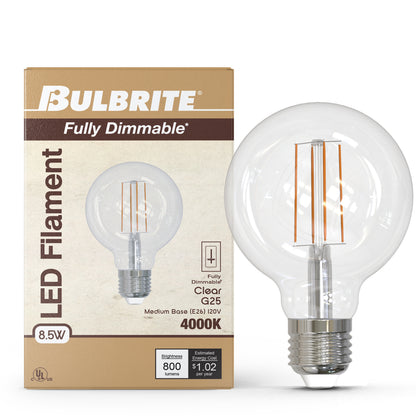 Bulbrite 776977 8.5W G25 Cool White LED Light Bulb