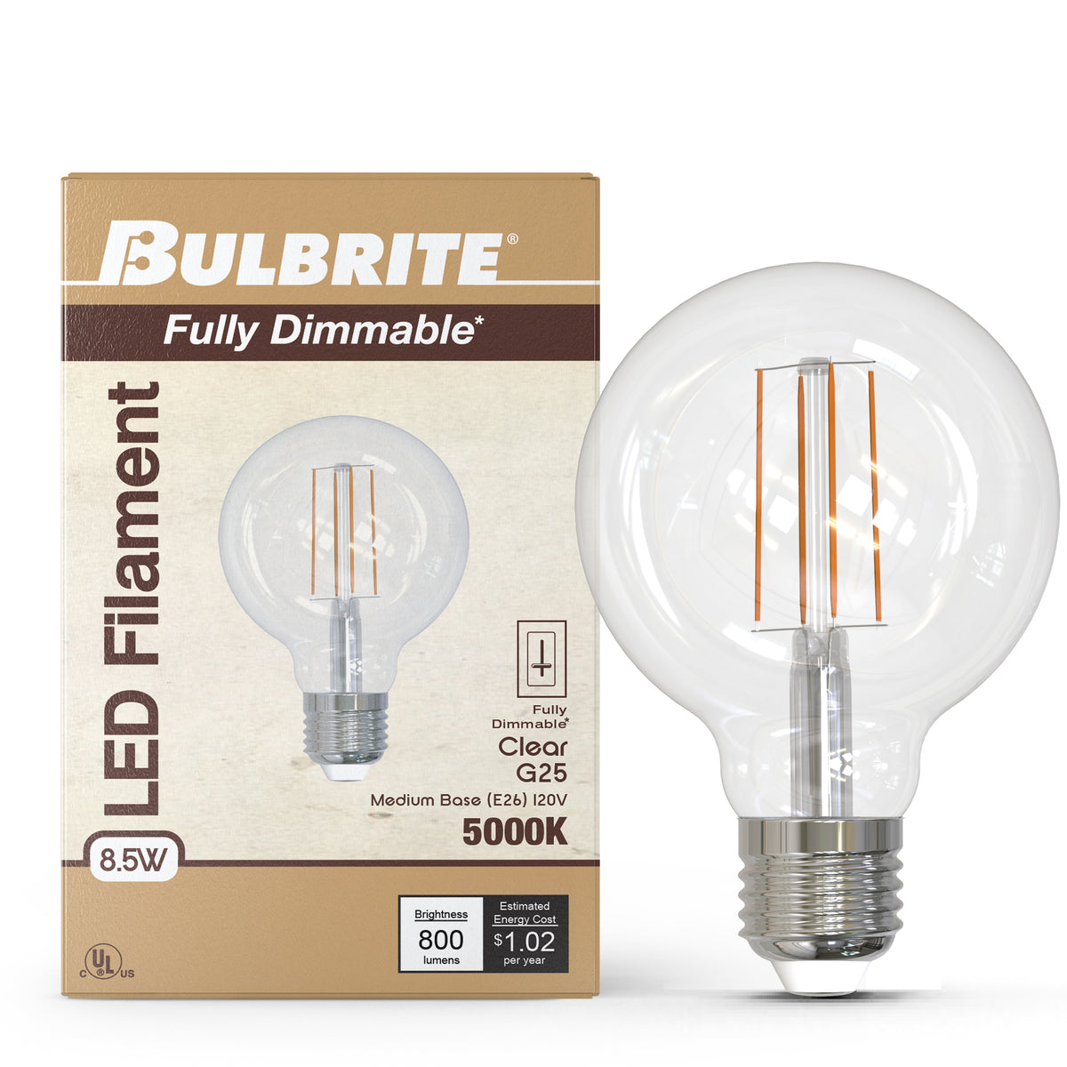 Bulbrite 776979 8.5W G25 Cool White LED Light Bulb