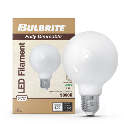 Bulbrite 776980 8.5W G25 Cool White LED Light Bulb