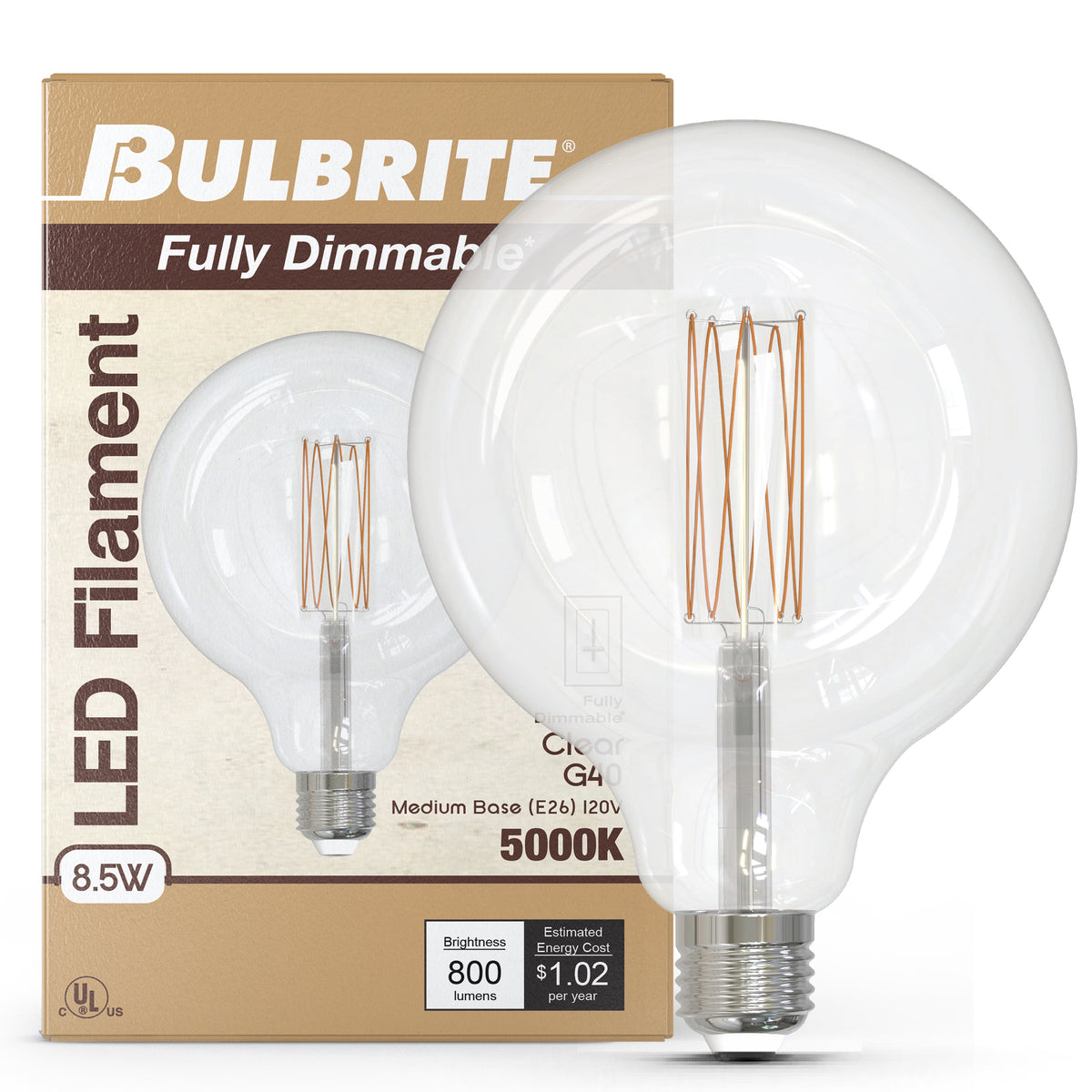 Bulbrite 776981 8.5W G40 Warm White LED Light Bulb