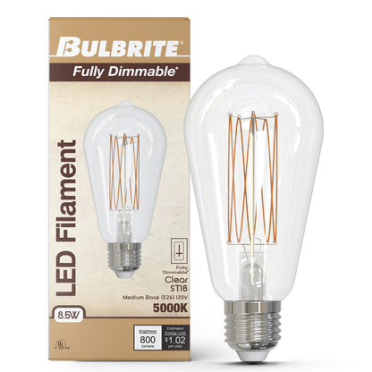 Bulbrite 776985 8.5W ST18 Cool White LED Light Bulb