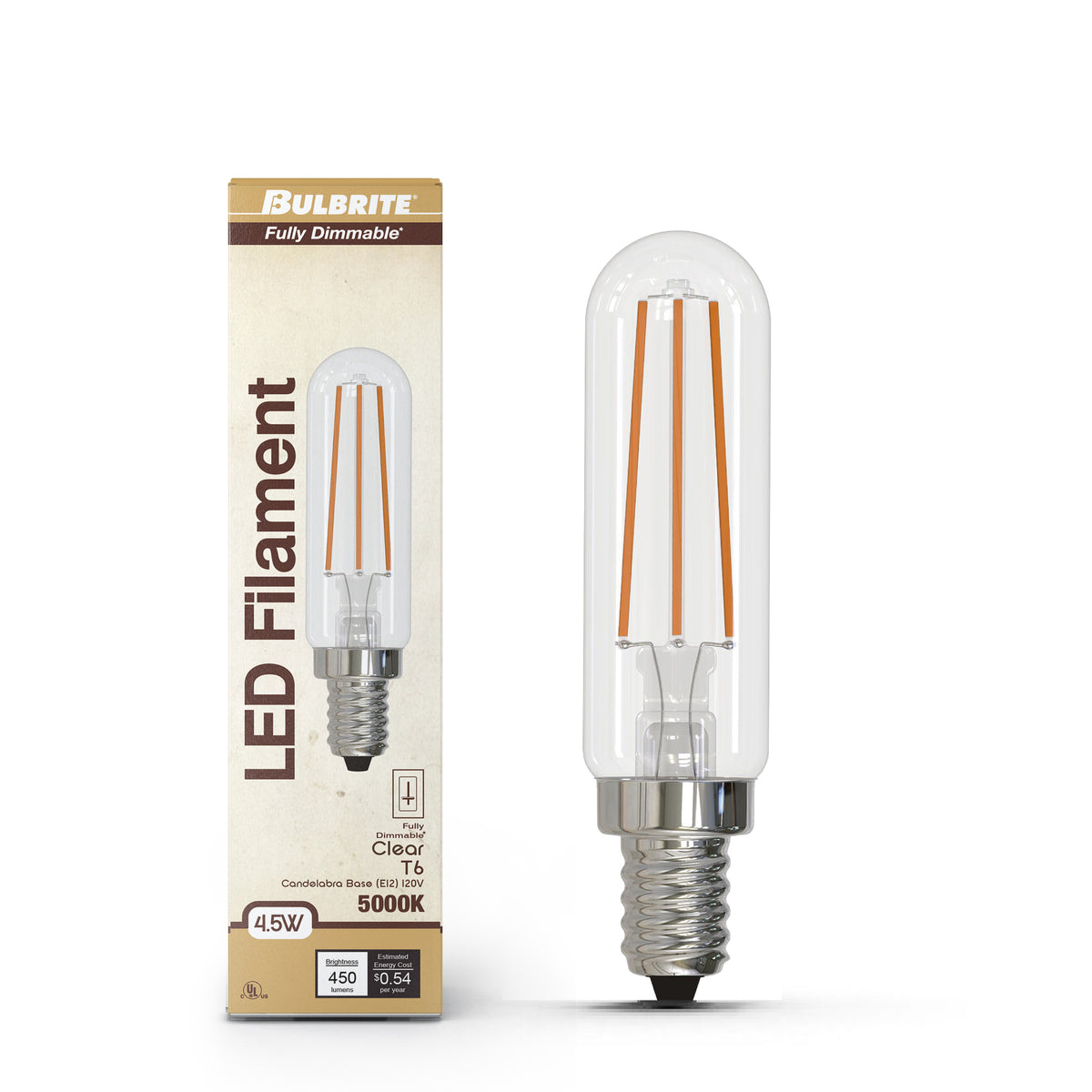 Bulbrite 776995 4.5W T6 Cool White LED Light Bulb