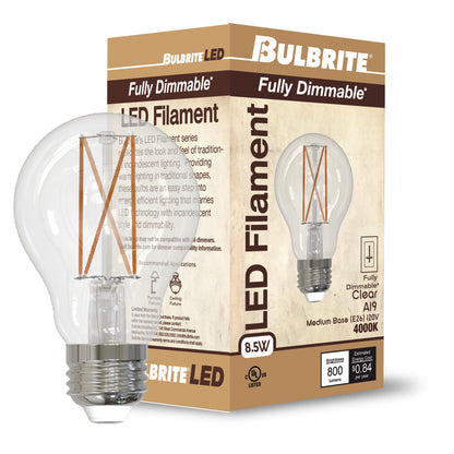 Bulbrite 776925 8.5W A19 Cool White LED Light Bulb