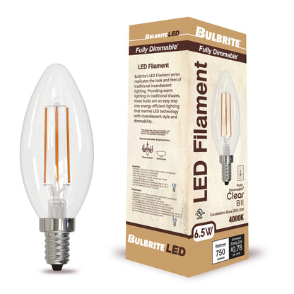 Bulbrite 776932 6.5W B11 Cool White LED Light Bulb