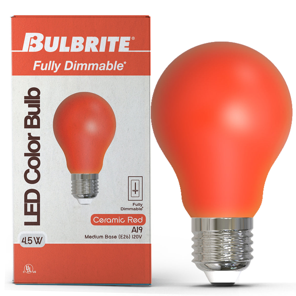 Bulbrite 776105 25-Watt Equivalent Ceramic Red Color A19 Weatherproof Outdoor E26 Medium Base Flood LED Light Bulb