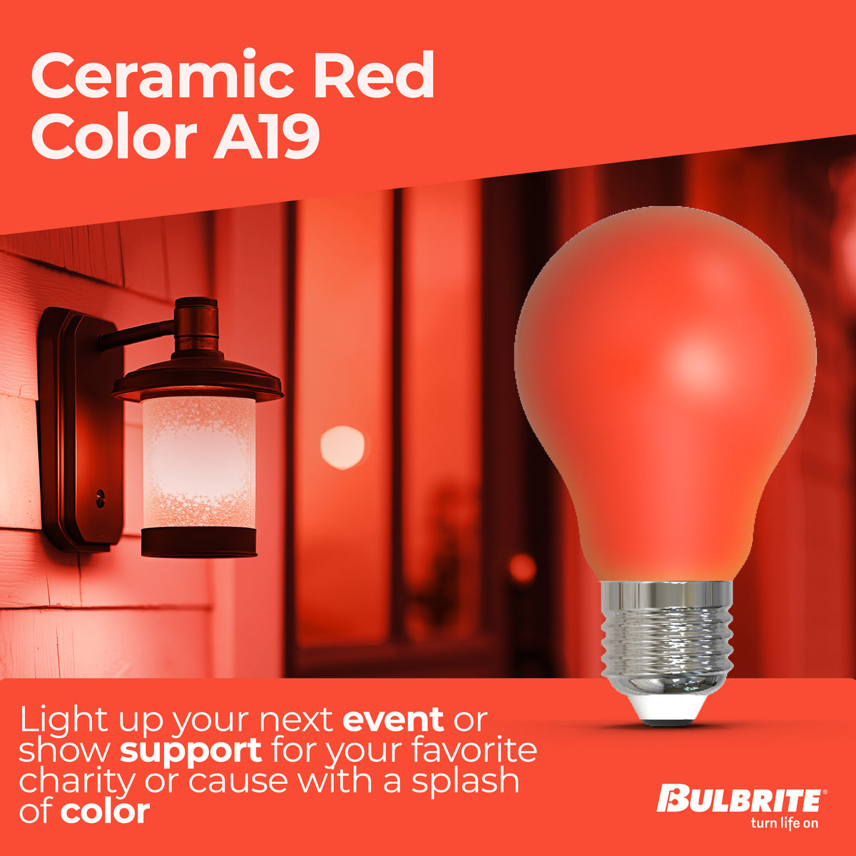Bulbrite 776105 25-Watt Equivalent Ceramic Red Color A19 Weatherproof Outdoor E26 Medium Base Flood LED Light Bulb