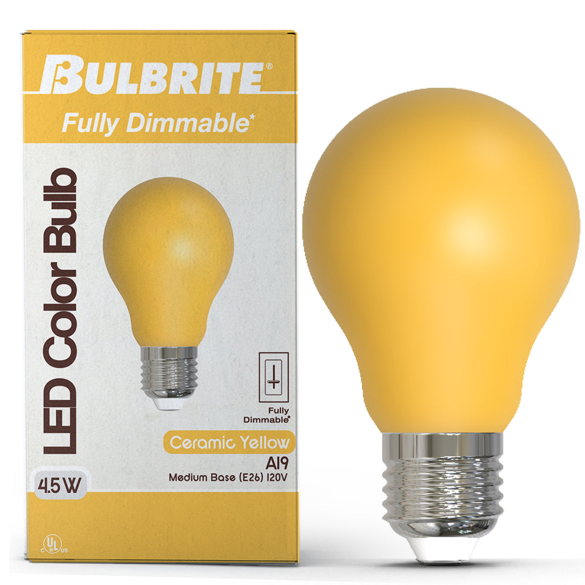Bulbrite 776107 25-Watt Equivalent Ceramic Yellow Color A19 Weatherproof Outdoor E26 Medium Base LED Light Bulb