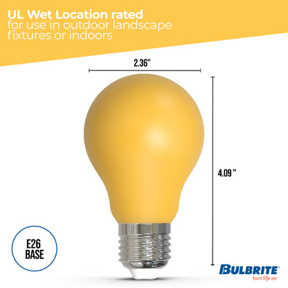 Bulbrite 776107 25-Watt Equivalent Ceramic Yellow Color A19 Weatherproof Outdoor E26 Medium Base LED Light Bulb