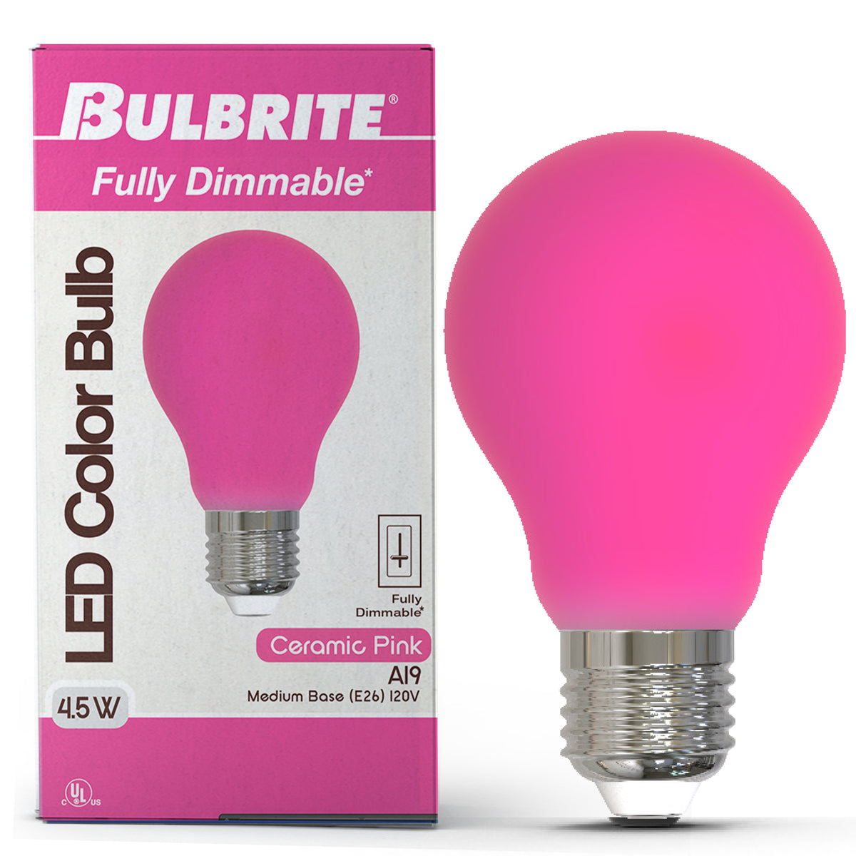 Bulbrite 776110 25-Watt Equivalent Ceramic Pink Color A19 Weatherproof Outdoor E26 Medium Base LED Light Bulb