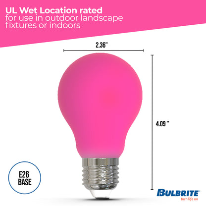 Bulbrite 776110 25-Watt Equivalent Ceramic Pink Color A19 Weatherproof Outdoor E26 Medium Base LED Light Bulb