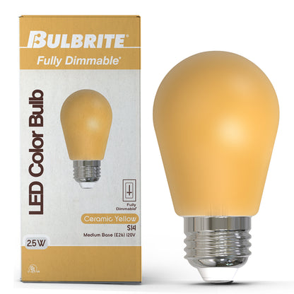 Bulbrite 776152 25-Watt Equivalent Ceramic Yellow Color S14 Weatherproof Outdoor E26 Medium Base LED Light Bulb