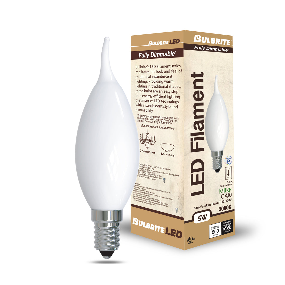 Bulbrite 776788 5W CA10 Soft White LED Light Bulb