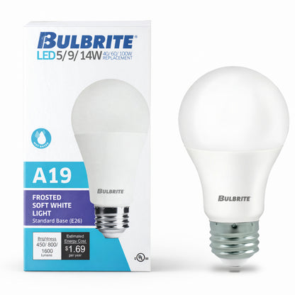 Bulbrite 774286 5/9/14W A19 Soft White LED Light Bulb