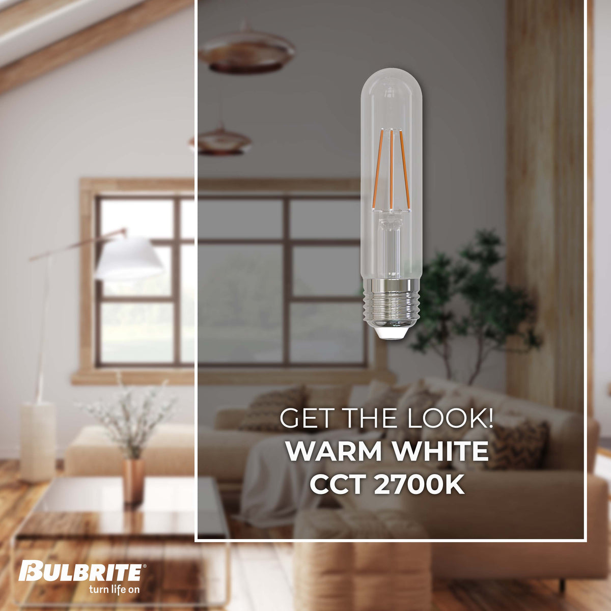 Bulbrite 776206 LED Filament 5.1 Watt Dimmable T9 5" Light Bulb with Clear Finish and Medium Screw 2700K E26 Base - 2700K (Warm White Light) 500 lumens