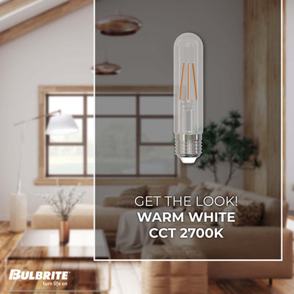 Bulbrite 776206 LED Filament 5.1 Watt Dimmable T9 5" Light Bulb with Clear Finish and Medium Screw 2700K E26 Base - 2700K (Warm White Light) 500 lumens