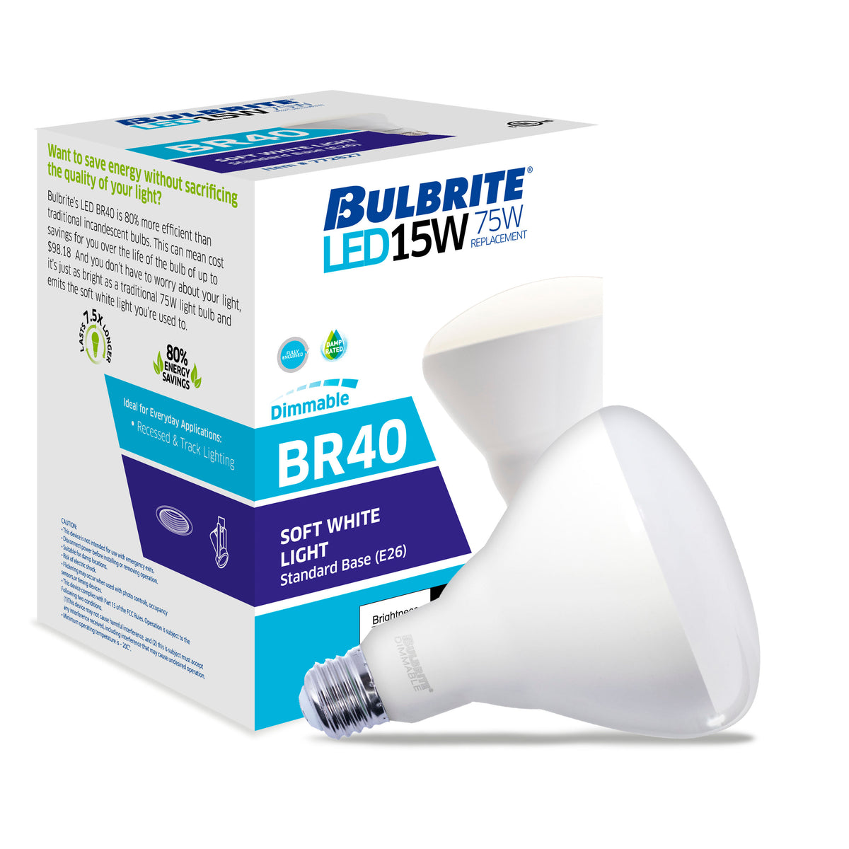 Bulbrite 772861 Bulbrite LED Filament 15 Watt Dimmable BR40 Light Bulb with Frost Glass Finish and Medium (E26) Base - 3000K (Soft White Light), 1400 Lumens