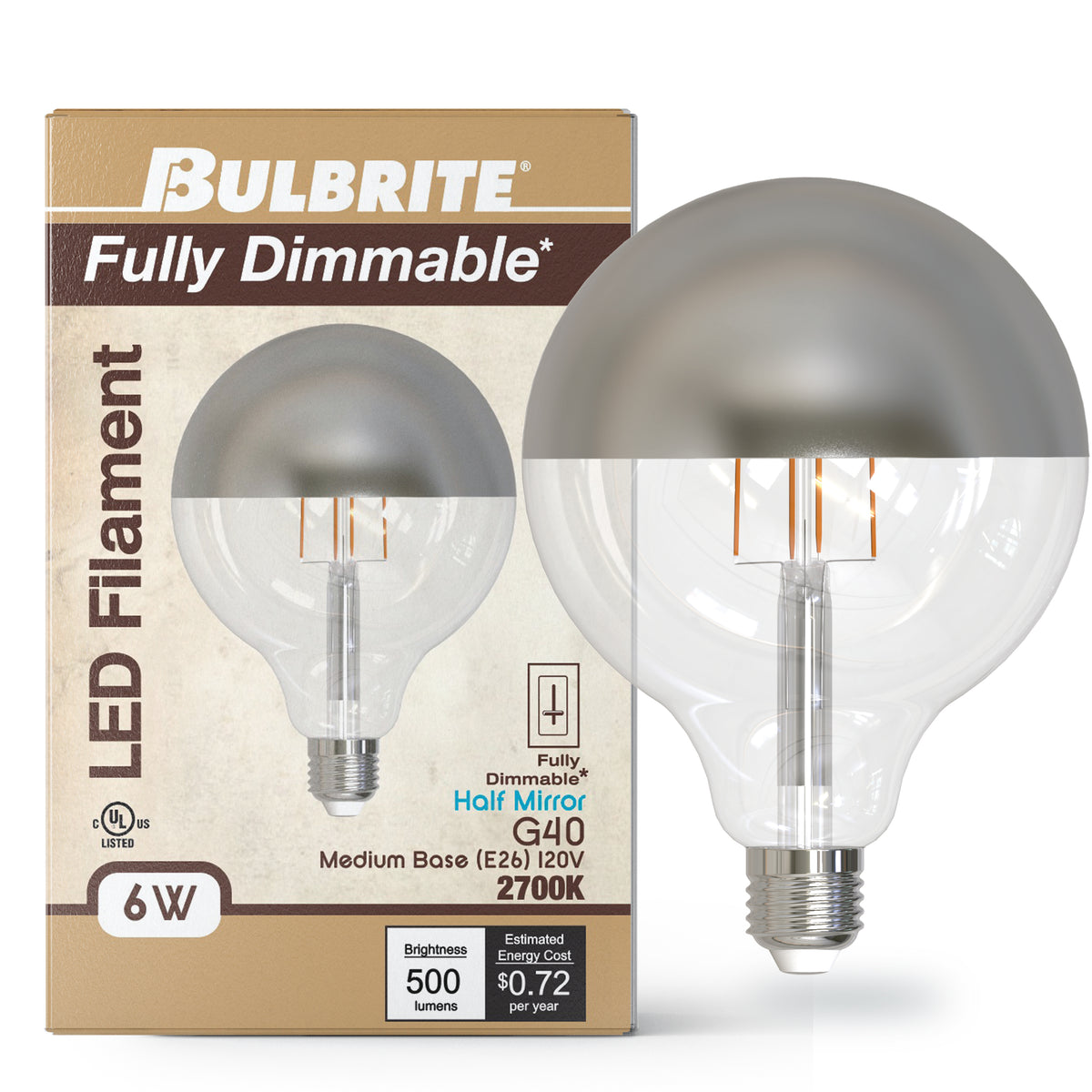 Bulbrite 776920 6W G40 Warm White LED Light Bulb