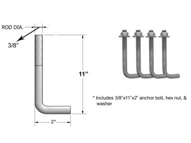 MaxLite BL-BOLTKIT-4 Anchor Bolt Kit For 4 Bolt Pattern For Slim Square Bollards