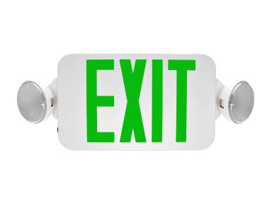 MaxLite EXC-GWSD Exit Emergency Combo, Green Letters, White, Round Heads, Battery Backup, Self-diagnostic