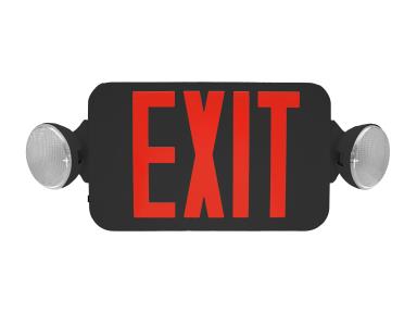 MaxLite EXC-RLRC Exit Emergency Combo, Thermoplastic, Red Letters, Black, Remote Head Capable, Battery Backup