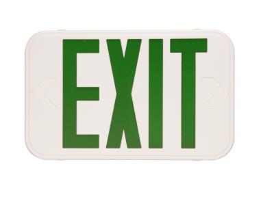 MaxLite EXT-GW Thin Exit, Thermoplastic, Green Letters, White, Battery Backup