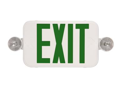 MaxLite EXTC-GW Thin Exit Emergency Combo, Green Letters, White, Battery Backup