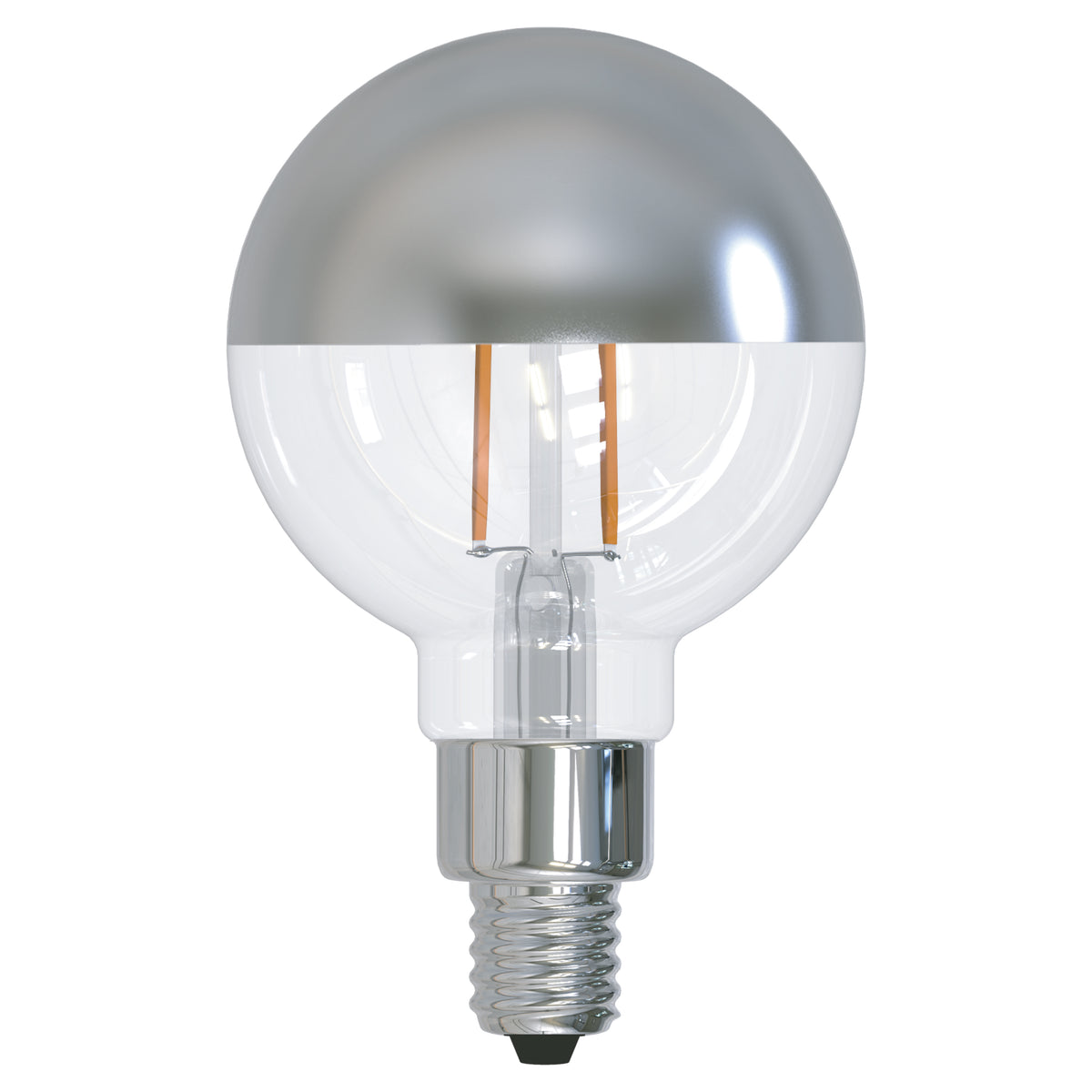 Bulbrite 776771 LED Filament 2.5 Watt G16 Light Bulb with a Half Chrome Finish and a Candelabra Screw E12 Base - 2700K (Warm White Light) 200 Lumens