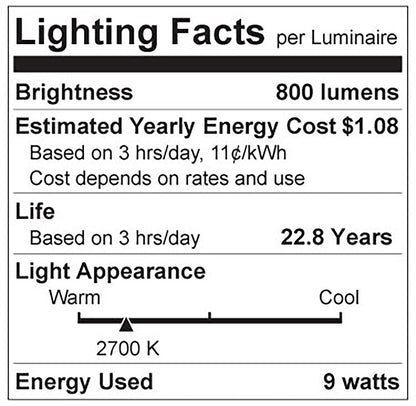 Luxrite LR21420 A19 9W 2700K LED Light Bulb