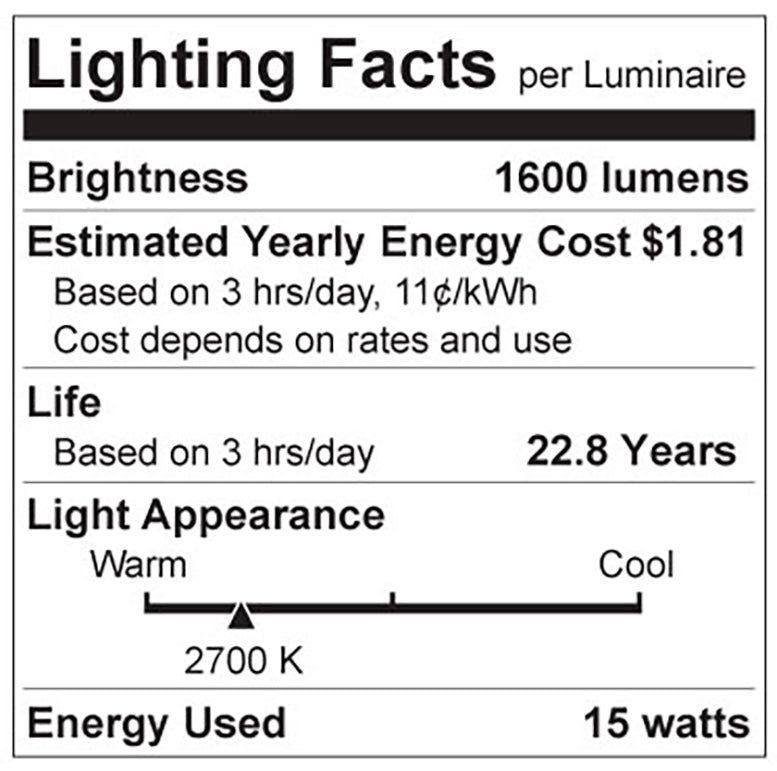 Luxrite LR21440 A19 15W 2700K LED Light Bulb