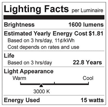Luxrite LR21441 A19 15W 3000K LED Light Bulb