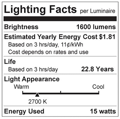 Luxrite LR21445 A19 15W 2700K - 4 Pack LED Light Bulb