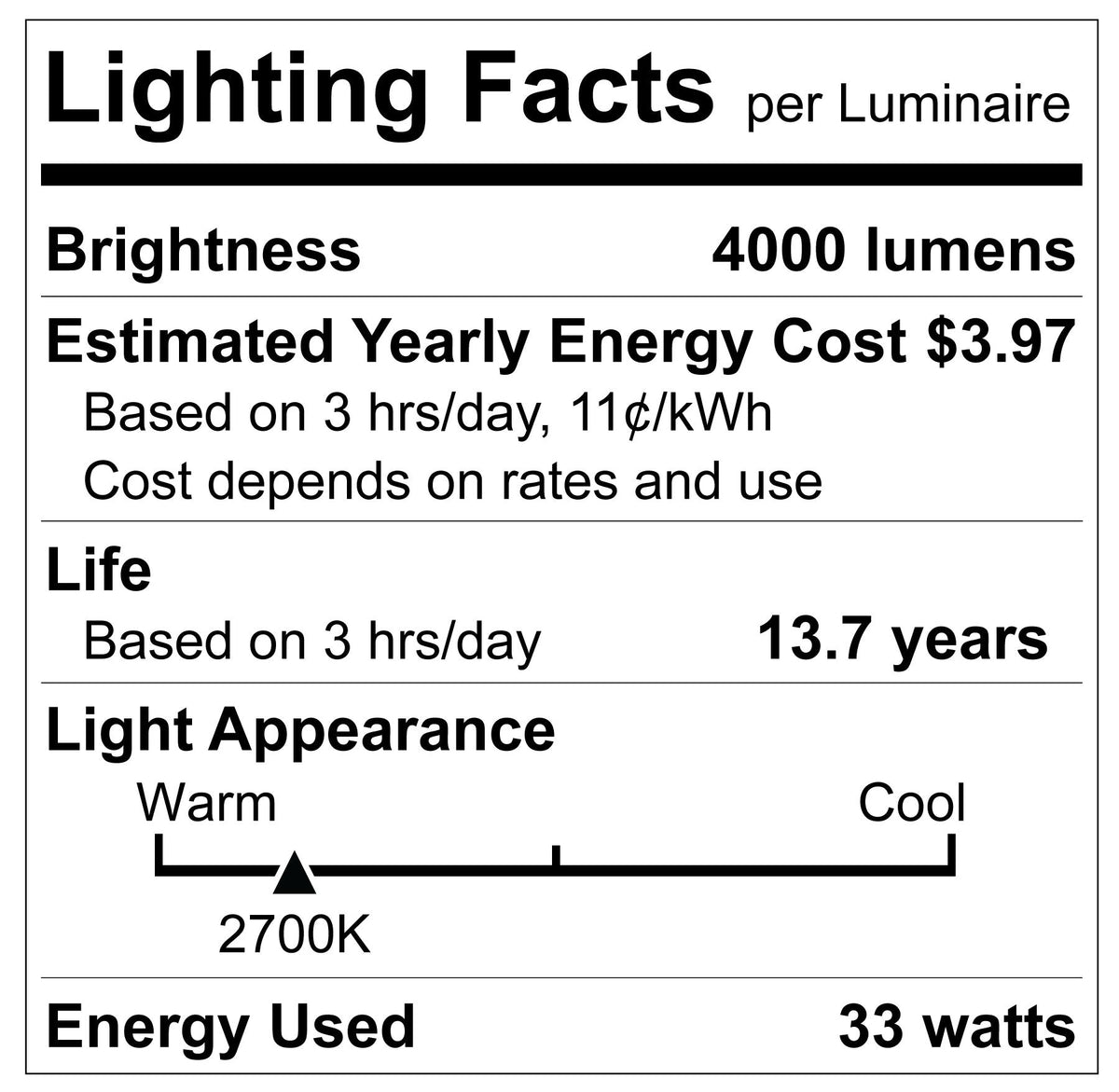 Luxrite LR21455 A23 33W 2700K LED Light Bulb
